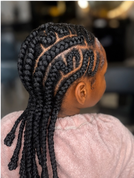 Curved S-pattern Cornrows